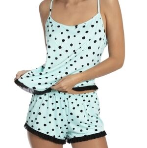 -- Polka Dot with Black Trim Pajama Set